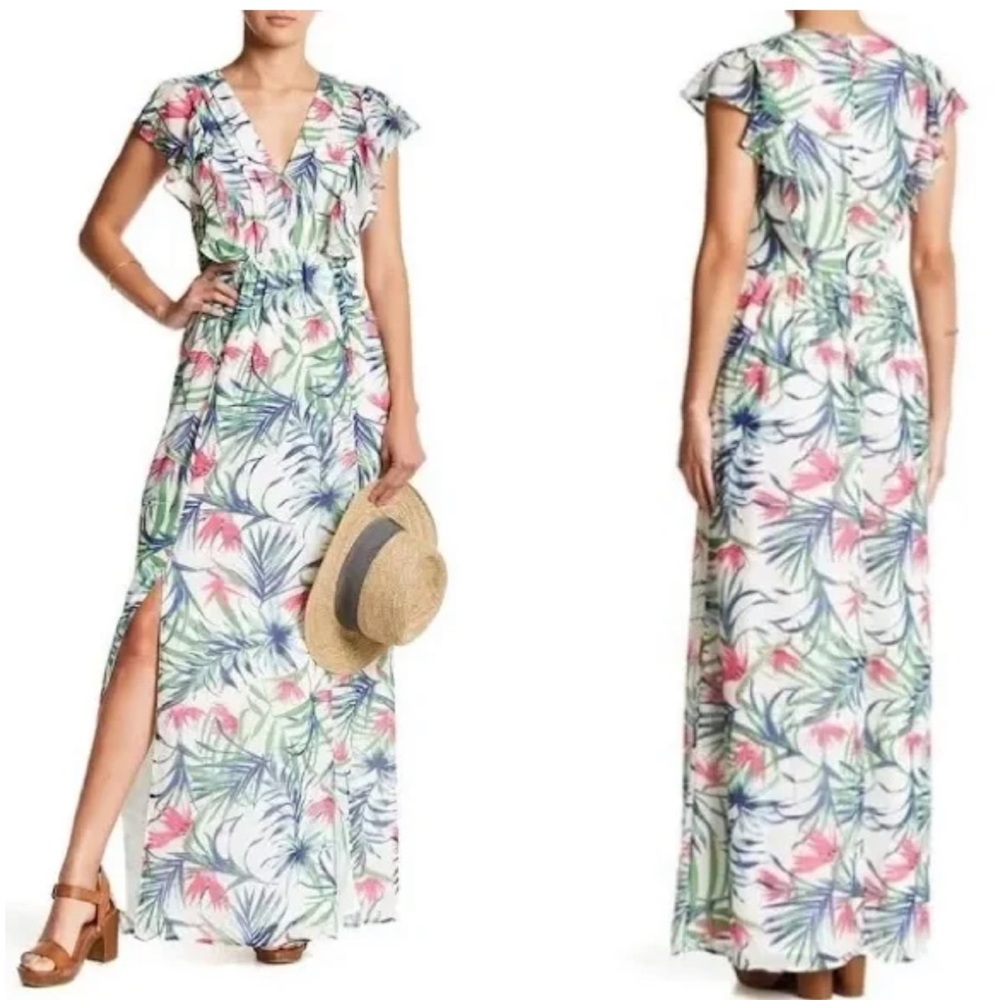 Anthropologie Adelyn Rae Tropical Print Maxi
Dress Size Small